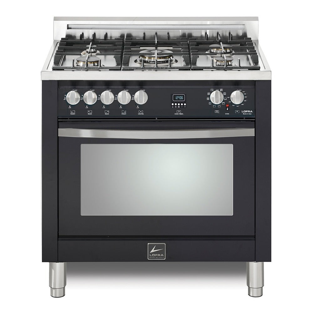 Lofra 36" Curva Dual Fuel Freestanding Range with 5 Brass Burners, True European Convection Oven