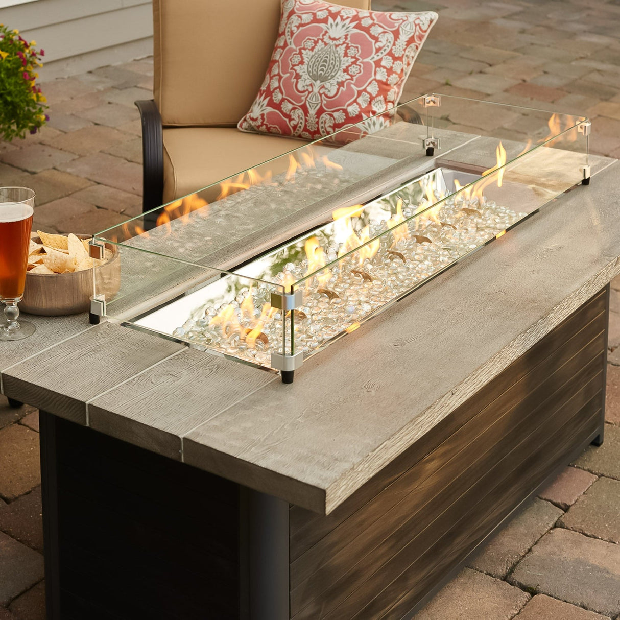 The Outdoor Greatroom Cedar 61" Ridge Linear Gas Fire Pit Table - CR-1242-K