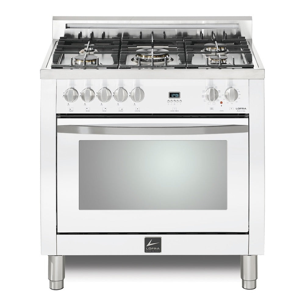 Lofra 36" Curva Dual Fuel Freestanding Range with 5 Brass Burners, True European Convection Oven