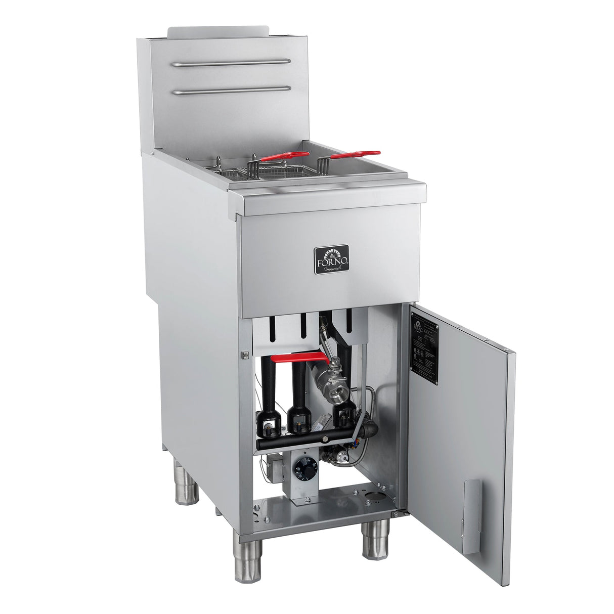 Forno Commerciale Natural Gas Deep Fryer, 3 Burners 90,000 BTU, 40 lbs Oil Capacity