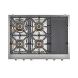 Forno Spezia Alta Qualita Pro-Style Gas Rangetop, Stainless Steel, Continuous Cast Iron Grates