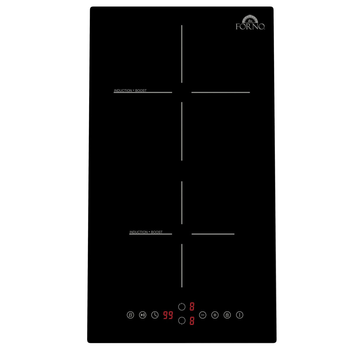 Forno Parco 12-Inch Induction Cooktop, 2 Zones, 3,600W Total Power, Touch Control