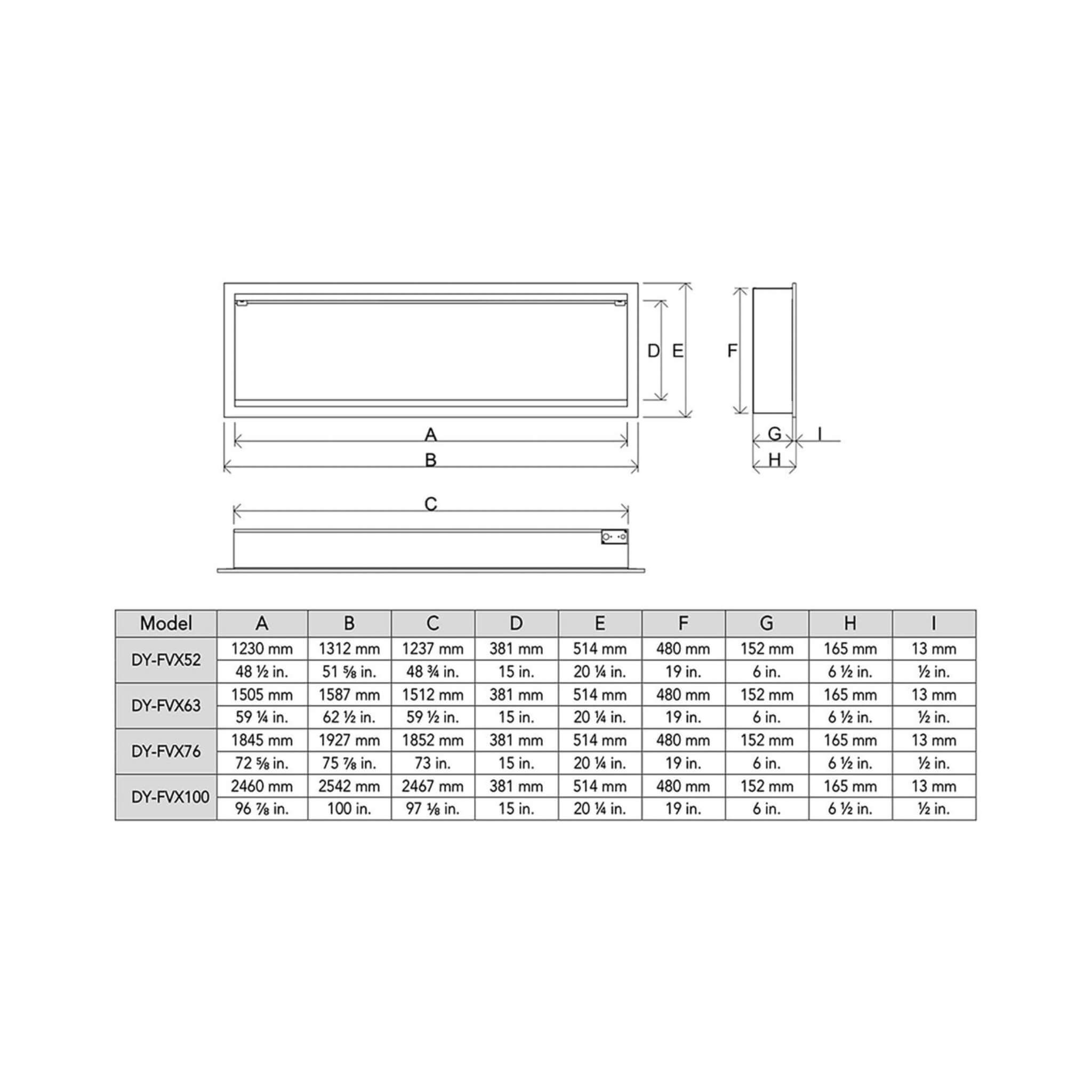 Dynasty Tempo 52" Smart Virtual Linear Electric Fireplace With Dynasty App [DY-FVX52]