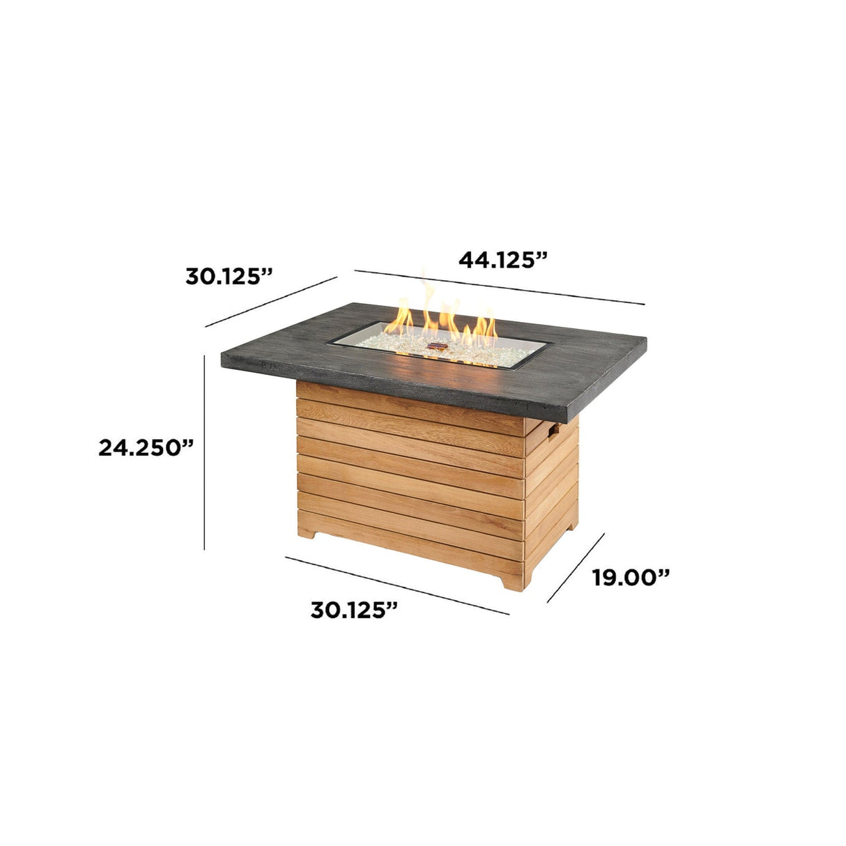 The Outdoor Greatroom Darien 42" Rectangular Gas Fire Pit Table - DAR-1224-EBG-K