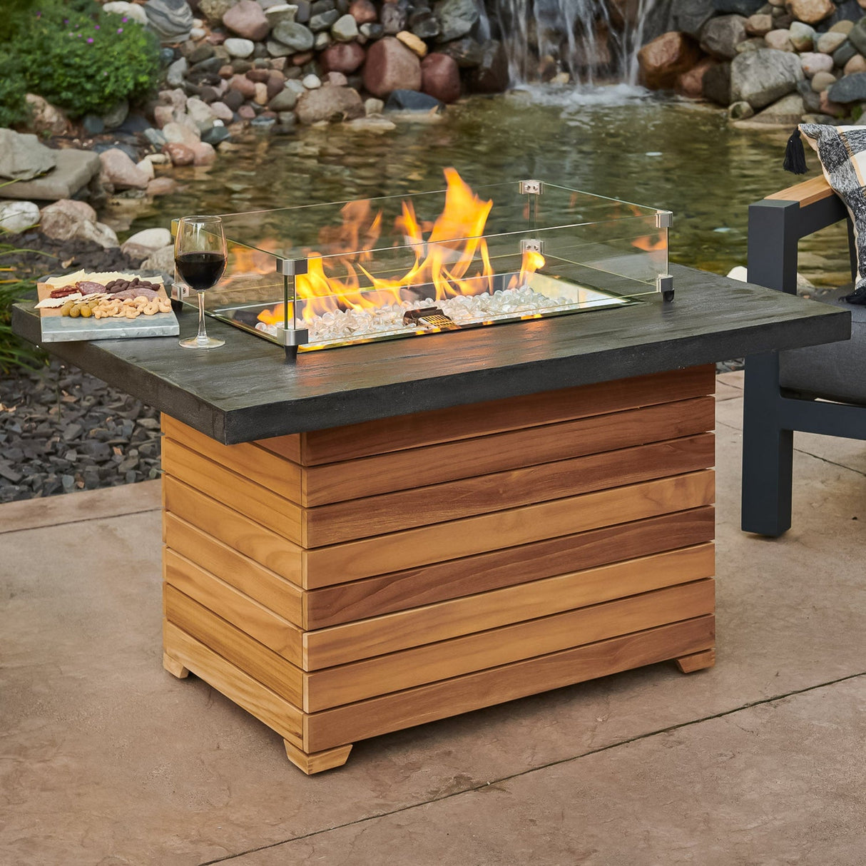 The Outdoor Greatroom Darien 42" Rectangular Gas Fire Pit Table - DAR-1224-EBG-K