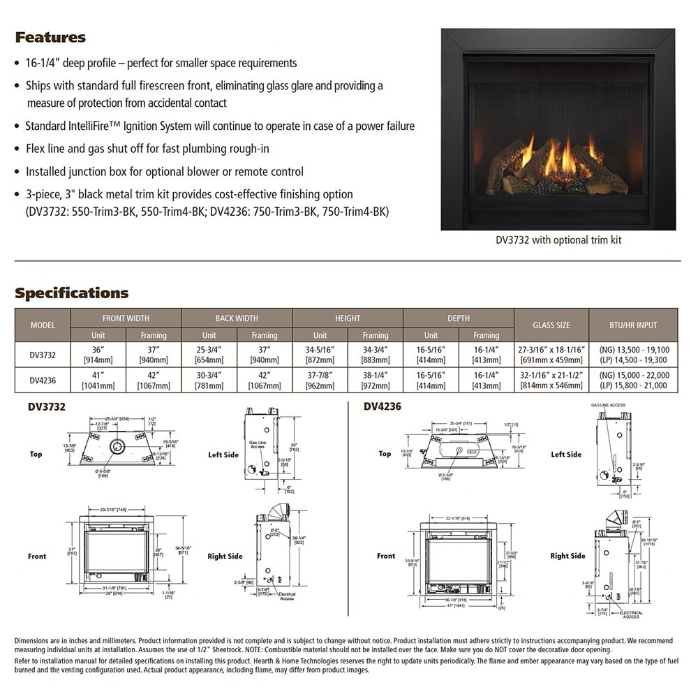 Majestic DV4236 42" Traditional Top/Rear Direct Vent Gas Fireplace