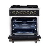 Forno Massimo Freestanding Dual Fuel Range with Antique Brass Accessories, Convection Oven