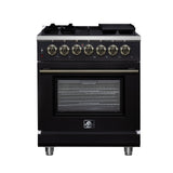Forno Massimo Freestanding Dual Fuel Range with Antique Brass Accessories, Convection Oven