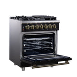 Forno Massimo Freestanding Dual Fuel Range with Antique Brass Accessories, Convection Oven