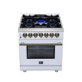 Forno Massimo Freestanding Dual Fuel Range with Antique Brass Accessories, Convection Oven