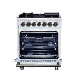 Forno Massimo Freestanding Dual Fuel Range with Antique Brass Accessories, Convection Oven