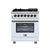 Forno Massimo Freestanding Dual Fuel Range with Antique Brass Accessories, Convection Oven