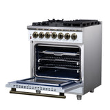 Forno Massimo Freestanding Dual Fuel Range with Antique Brass Accessories, Convection Oven