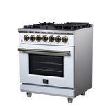 Forno Massimo Freestanding Dual Fuel Range with Antique Brass Accessories, Convection Oven