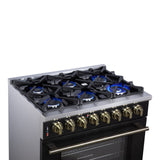 Forno Massimo Freestanding Dual Fuel Range with Antique Brass Accessories, Convection Oven