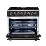 Forno Massimo Freestanding Dual Fuel Range with Antique Brass Accessories, Convection Oven