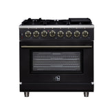 Forno Massimo Freestanding Dual Fuel Range with Antique Brass Accessories, Convection Oven