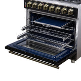 Forno Massimo Freestanding Dual Fuel Range with Antique Brass Accessories, Convection Oven