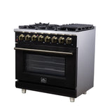 Forno Massimo Freestanding Dual Fuel Range with Antique Brass Accessories, Convection Oven