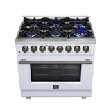 Forno Massimo Freestanding Dual Fuel Range with Antique Brass Accessories, Convection Oven