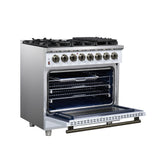 Forno Massimo Freestanding Dual Fuel Range with Antique Brass Accessories, Convection Oven