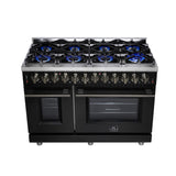 Forno Massimo Freestanding Dual Fuel Range with Antique Brass Accessories, Convection Oven