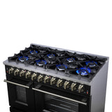 Forno Massimo Freestanding Dual Fuel Range with Antique Brass Accessories, Convection Oven