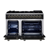 Forno Massimo Freestanding Dual Fuel Range with Antique Brass Accessories, Convection Oven