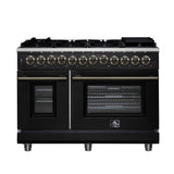 Forno Massimo Freestanding Dual Fuel Range with Antique Brass Accessories, Convection Oven