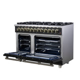Forno Massimo Freestanding Dual Fuel Range with Antique Brass Accessories, Convection Oven
