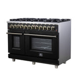 Forno Massimo Freestanding Dual Fuel Range with Antique Brass Accessories, Convection Oven