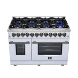 Forno Massimo Freestanding Dual Fuel Range with Antique Brass Accessories, Convection Oven