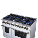 Forno Massimo Freestanding Dual Fuel Range with Antique Brass Accessories, Convection Oven