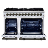 Forno Massimo Freestanding Dual Fuel Range with Antique Brass Accessories, Convection Oven