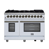 Forno Massimo Freestanding Dual Fuel Range with Antique Brass Accessories, Convection Oven