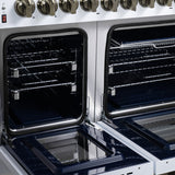 Forno Massimo Freestanding Dual Fuel Range with Antique Brass Accessories, Convection Oven