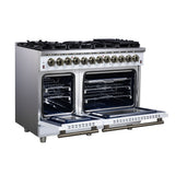Forno Massimo Freestanding Dual Fuel Range with Antique Brass Accessories, Convection Oven