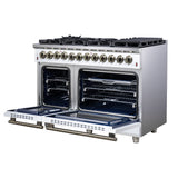 Forno Massimo Freestanding Dual Fuel Range with Antique Brass Accessories, Convection Oven