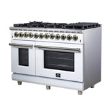Forno Massimo Freestanding Dual Fuel Range with Antique Brass Accessories, Convection Oven
