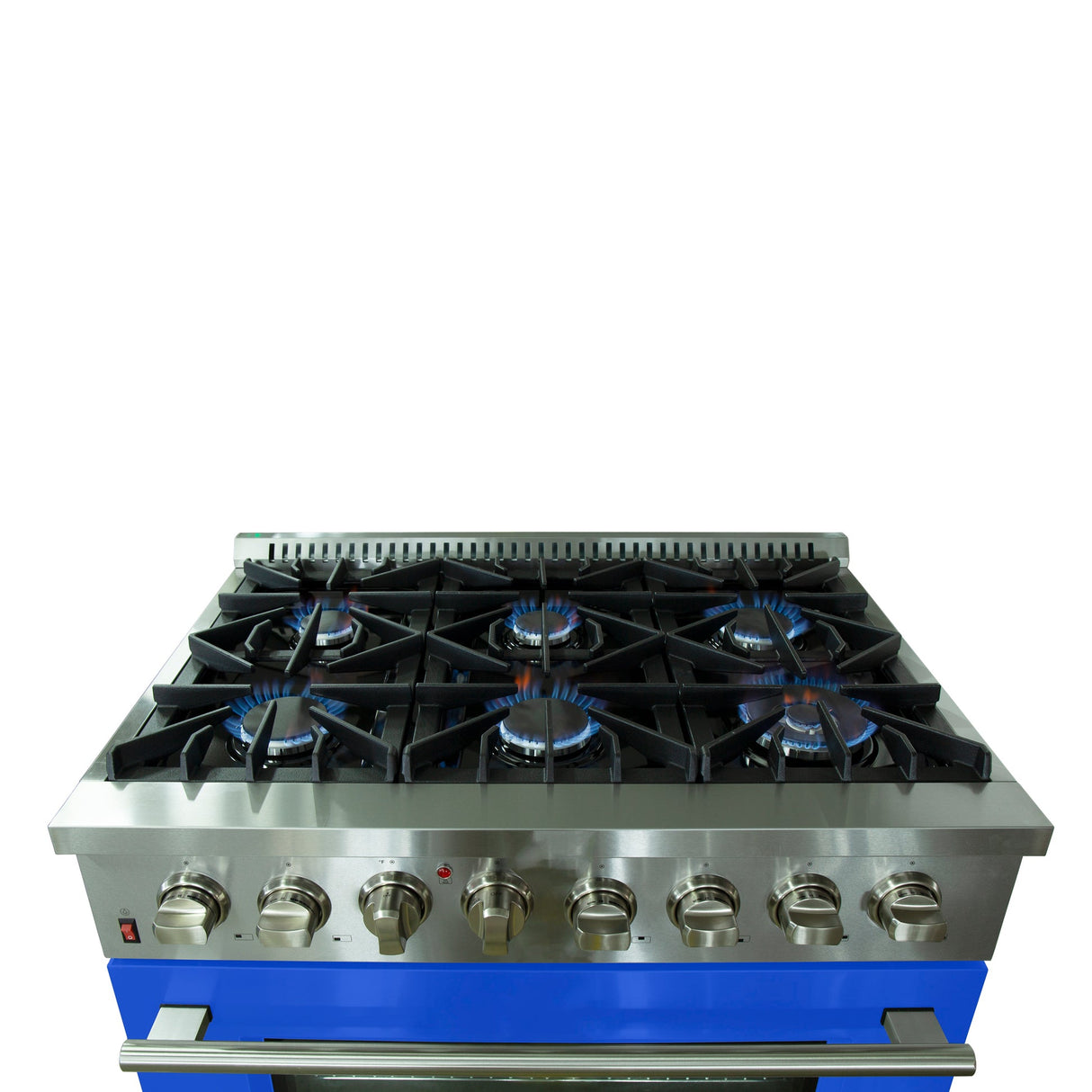 Forno Galiano 36-Inch Freestanding Dual Fuel Range with Double Convection Ovens, Blue Door