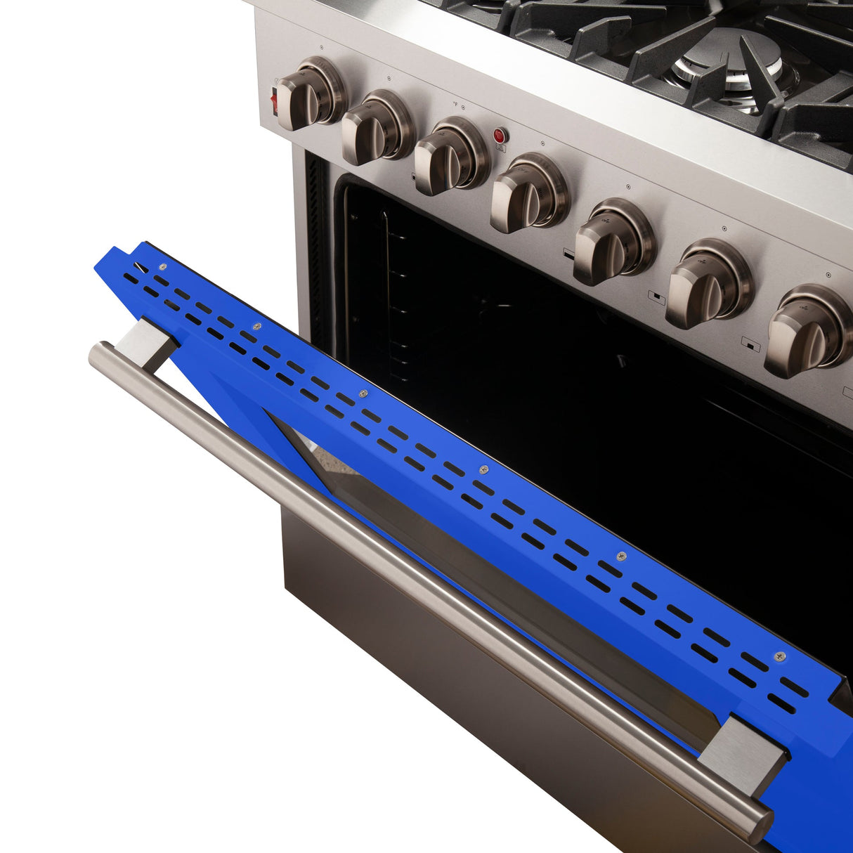 Forno Galiano 36-Inch Freestanding Dual Fuel Range with Double Convection Ovens, Blue Door