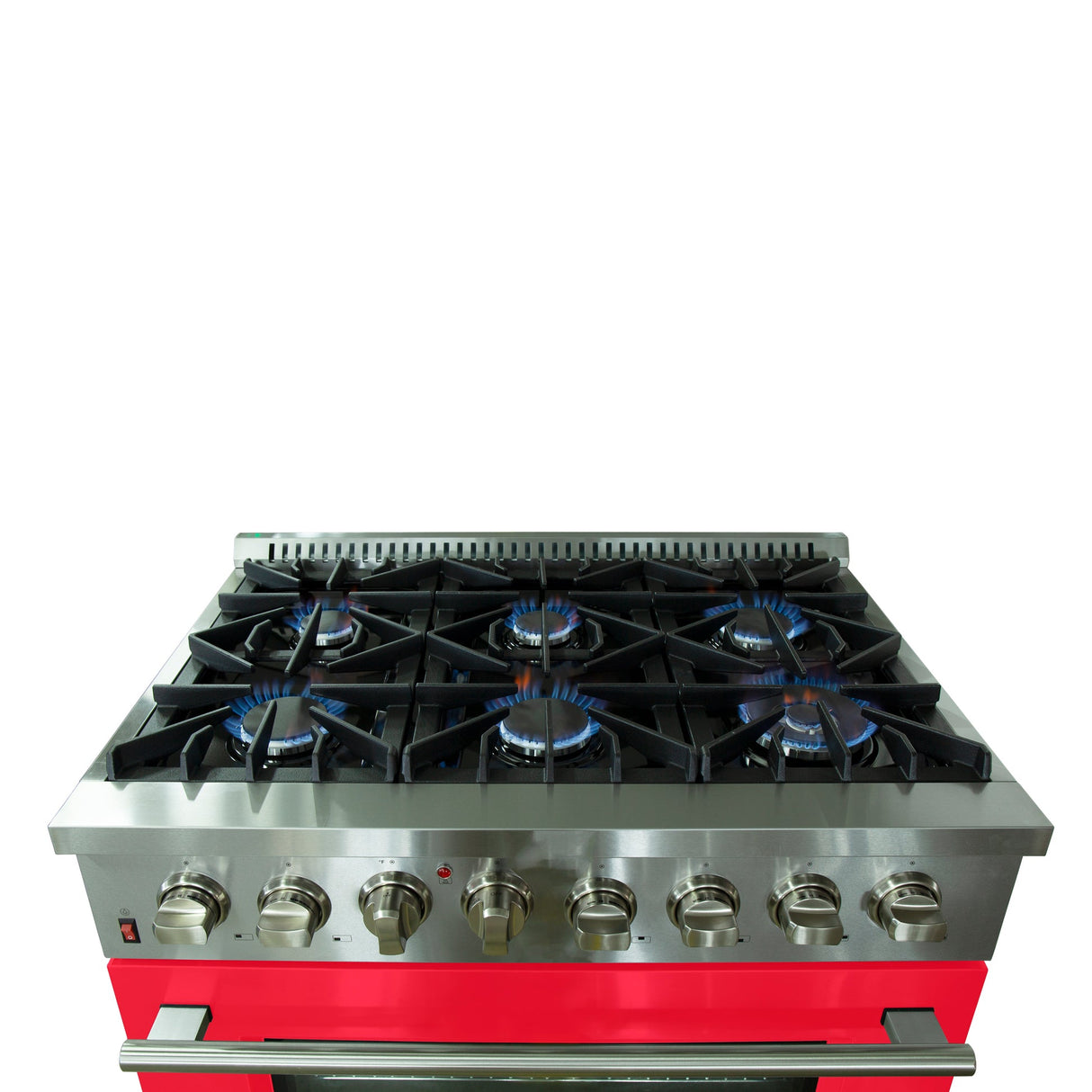 Forno Galiano 36-Inch Freestanding Dual Fuel Range with Double Convection Ovens, Red Door
