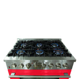 Forno Galiano 36-Inch Freestanding Dual Fuel Range with Double Convection Ovens, Red Door