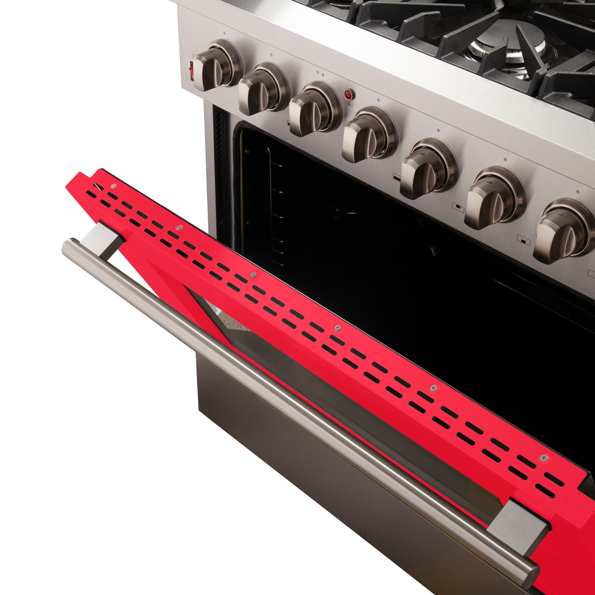 Forno Galiano 36-Inch Freestanding Dual Fuel Range with Double Convection Ovens, Red Door
