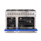 Forno Galiano 48-Inch Freestanding Dual Fuel Range, Double Convection Ovens, Blue Doors