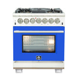 Forno Capriasca 30-Inch Freestanding Dual Fuel Range with 4 Burners & Color Door