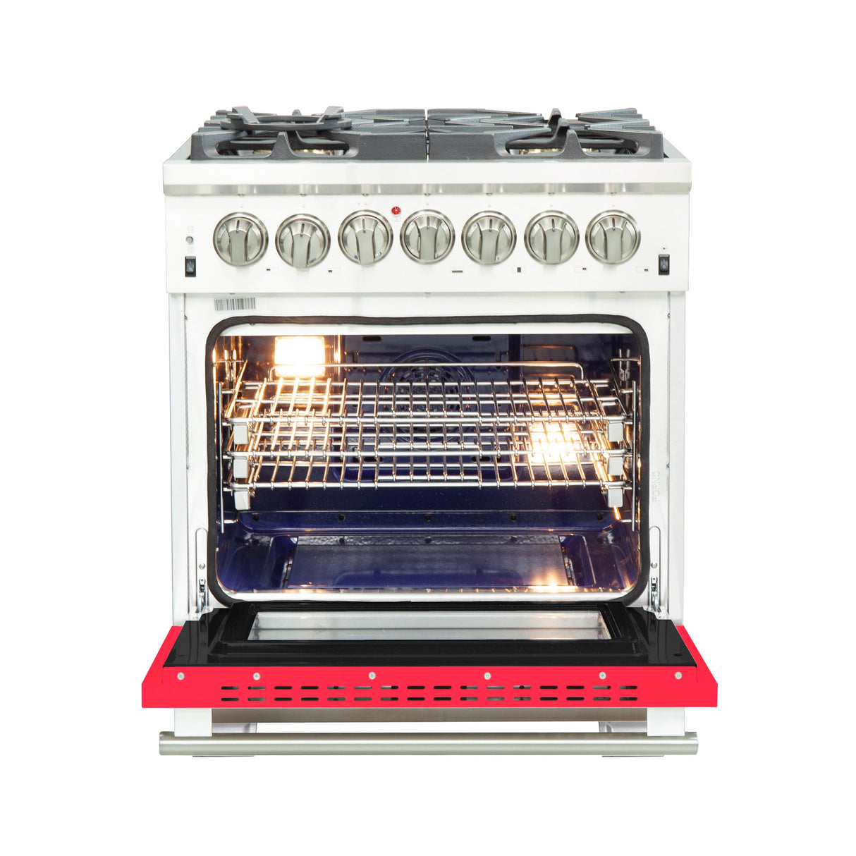 Forno Capriasca 30-Inch Freestanding Dual Fuel Range with 4 Burners & Color Door