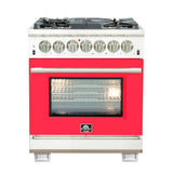 Forno Capriasca 30-Inch Freestanding Dual Fuel Range with 4 Burners & Color Door
