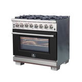 Forno Capriasca 36-Inch Freestanding Dual Fuel Range with 6 Burners & Color Door