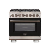 Forno Capriasca 36-Inch Freestanding Dual Fuel Range with 6 Burners & Color Door